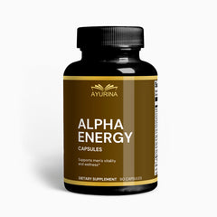 Alpha Energy capsules by Ayurina support men's vitality and wellness with key nutrients for optimal health.